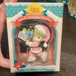 Precious Moments (1996) Pink and Blue Holiday Ornament